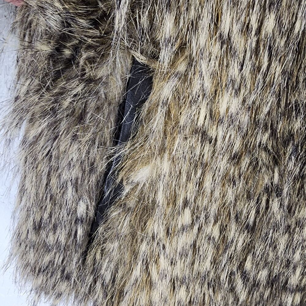 Express Faux Fur Vest in Brown and Tan - Picture 5 of 7